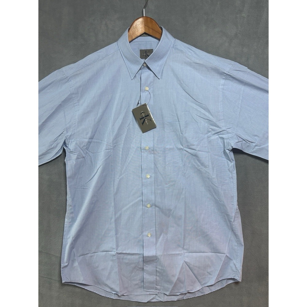 New Calvin Klein Men's Long Sleeve Button Down Shirt Dress Blues 16/32–33